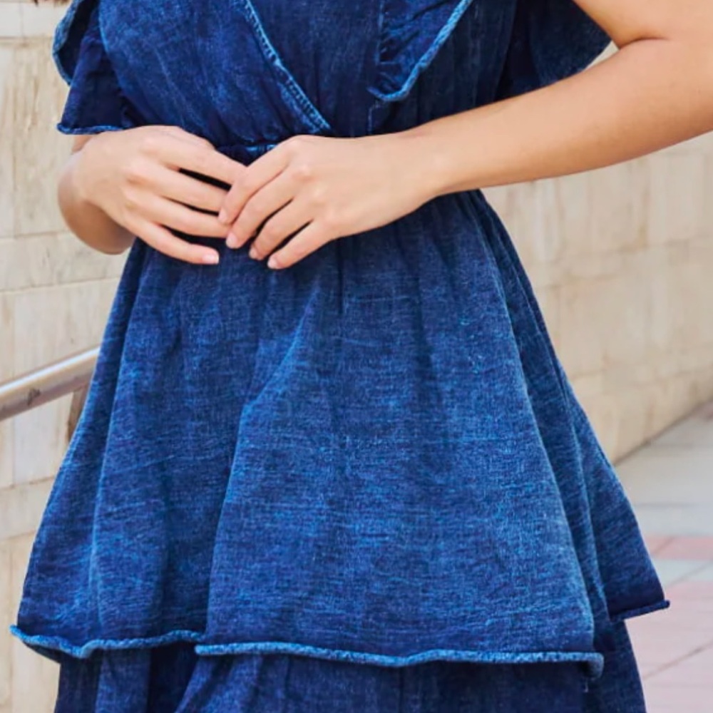 Chic Denim Blue Layered Dress